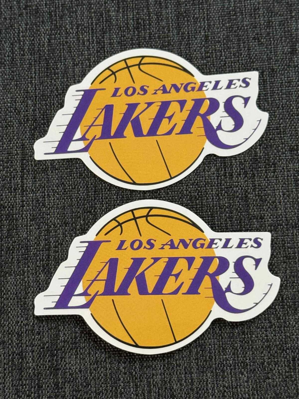 Lot (2) LOS ANGELES LAKERS 1 7/8" x 3" Team Logo STICKERS Fast! FREE SHIP!