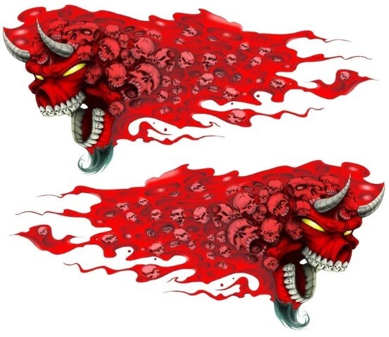 NEW LETHAL THREAT RAM SKULL LEFT/RIGHT DECAL STICKER 6"x6" LT88041