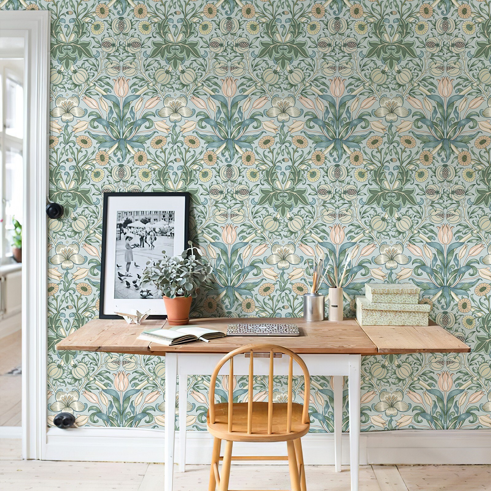Vintage Floral Peel and Stick Wallpaper Pomegranate Flower Sticker 17.3"X400" Ne