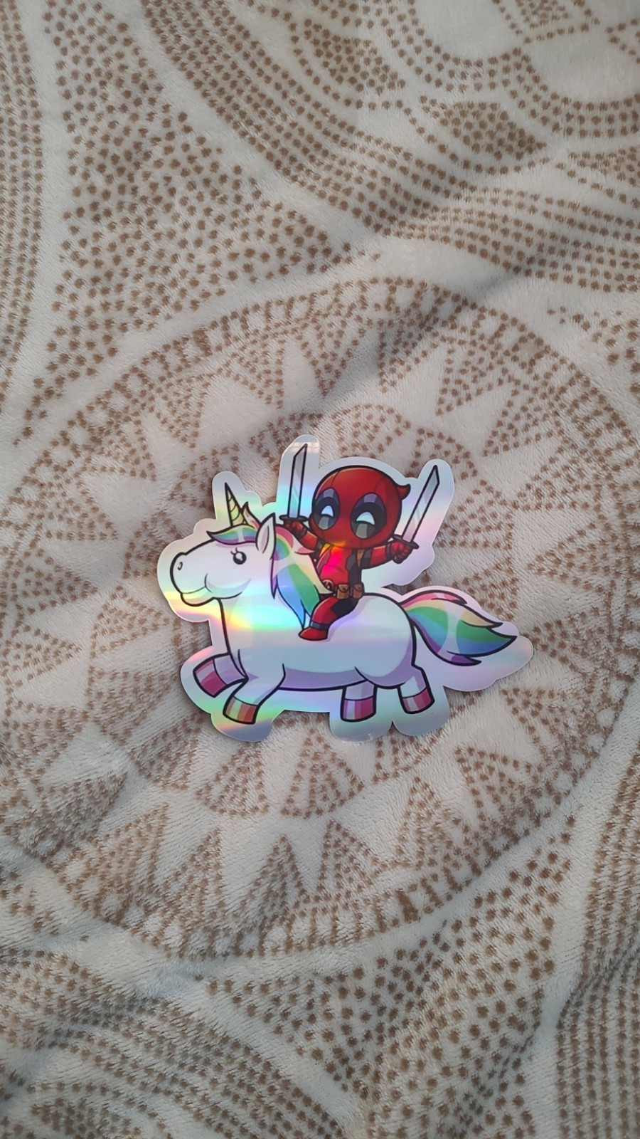 Deadpool Unicorn Holographic Sticker 5in Water Resistant Vinyl Decal Laptop Lugg