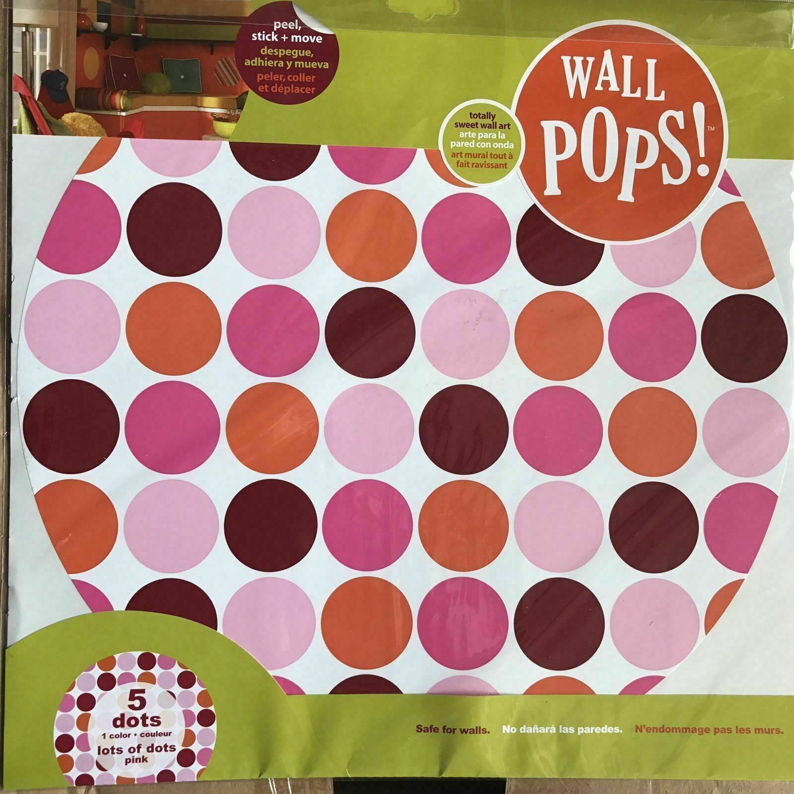 BREWSTER WALL POPS! LOTS OF DOTS PINK WALL ART BLOCKS (PACK OF 5 BLOX) #WPB90237