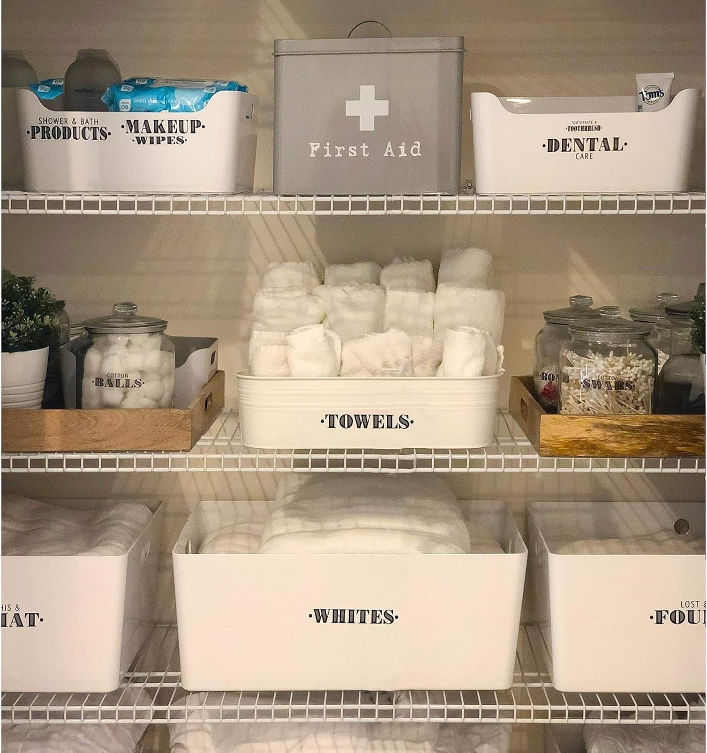 Clear Background Labels with Black Letters for Bathroom Organization and Style
