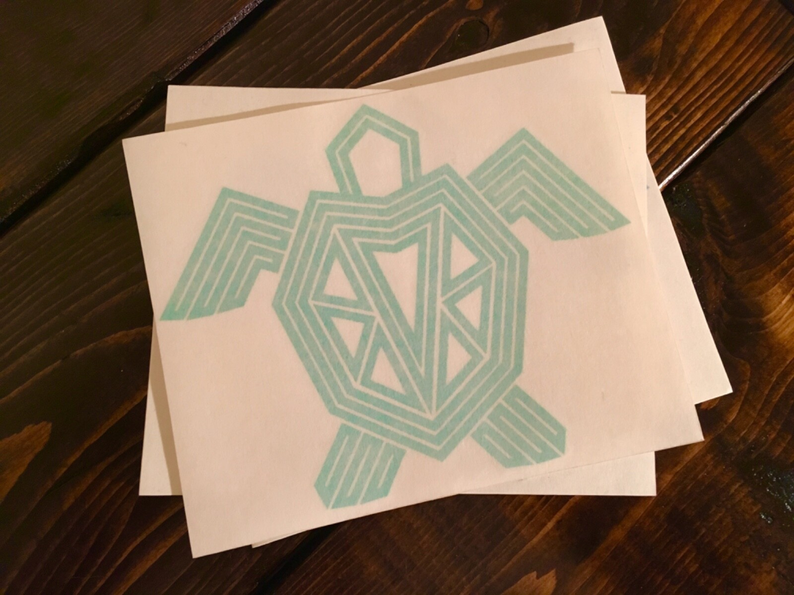 Stylized Sea Turtle Sticker 6” x 5” BLUE