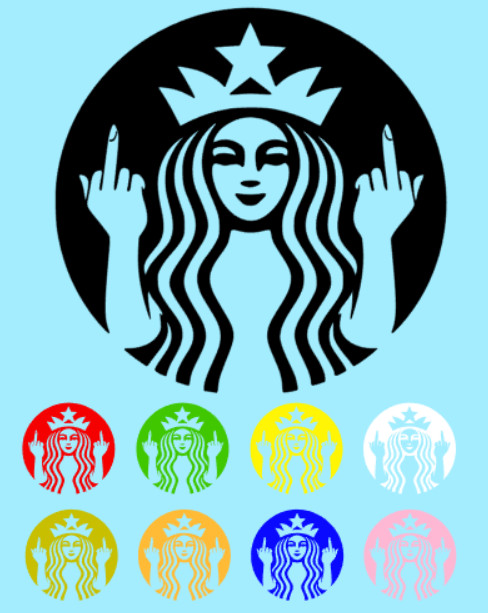Starbucks Flip the Bird Vinyl Decal Sticker Funny JDM Car Laptop Window Mug 3.5"