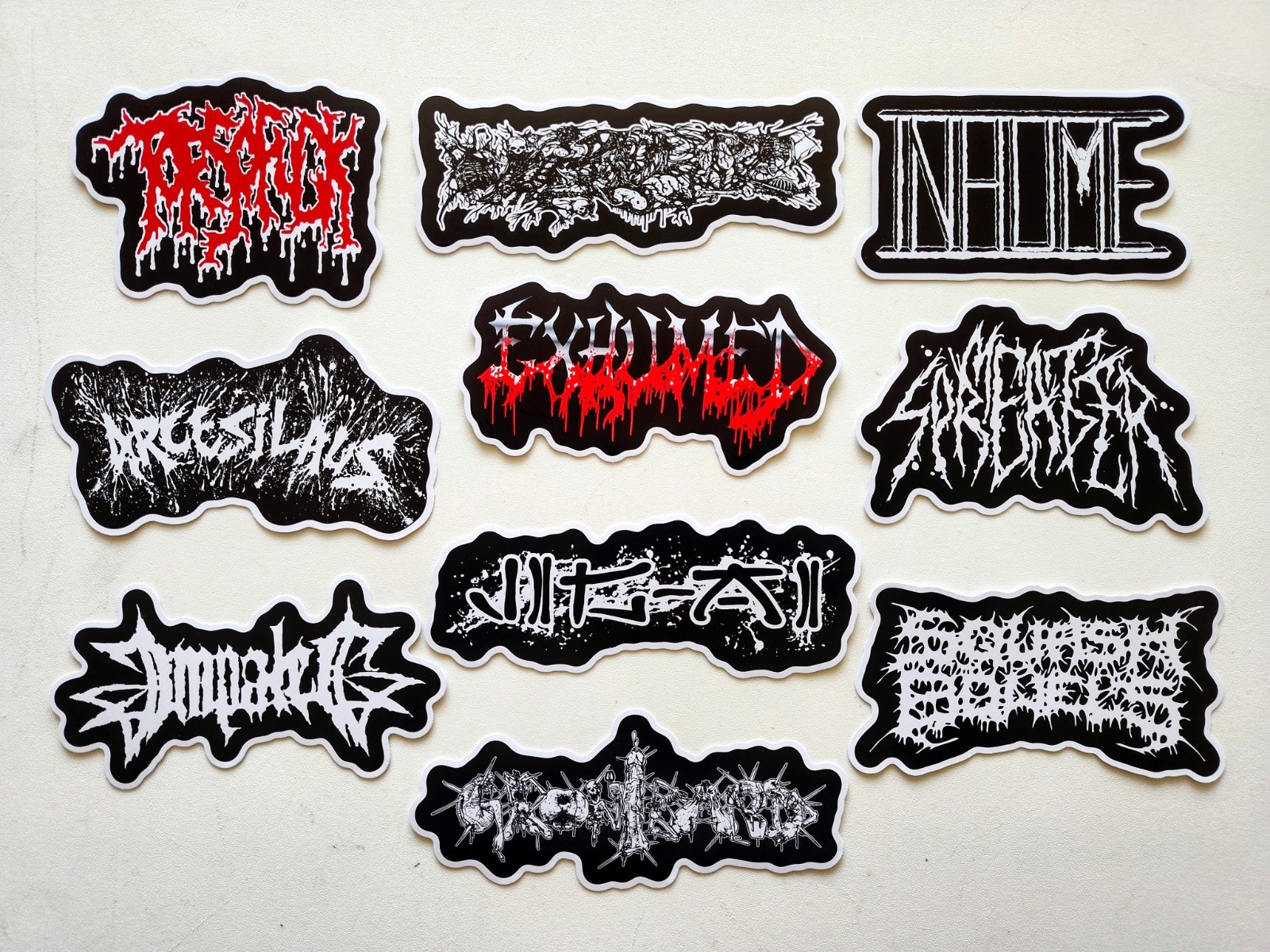 Grindcore Vinyl Sticker Lot (10 Pack) SET 7 goregrind exhumed impaled slam punk