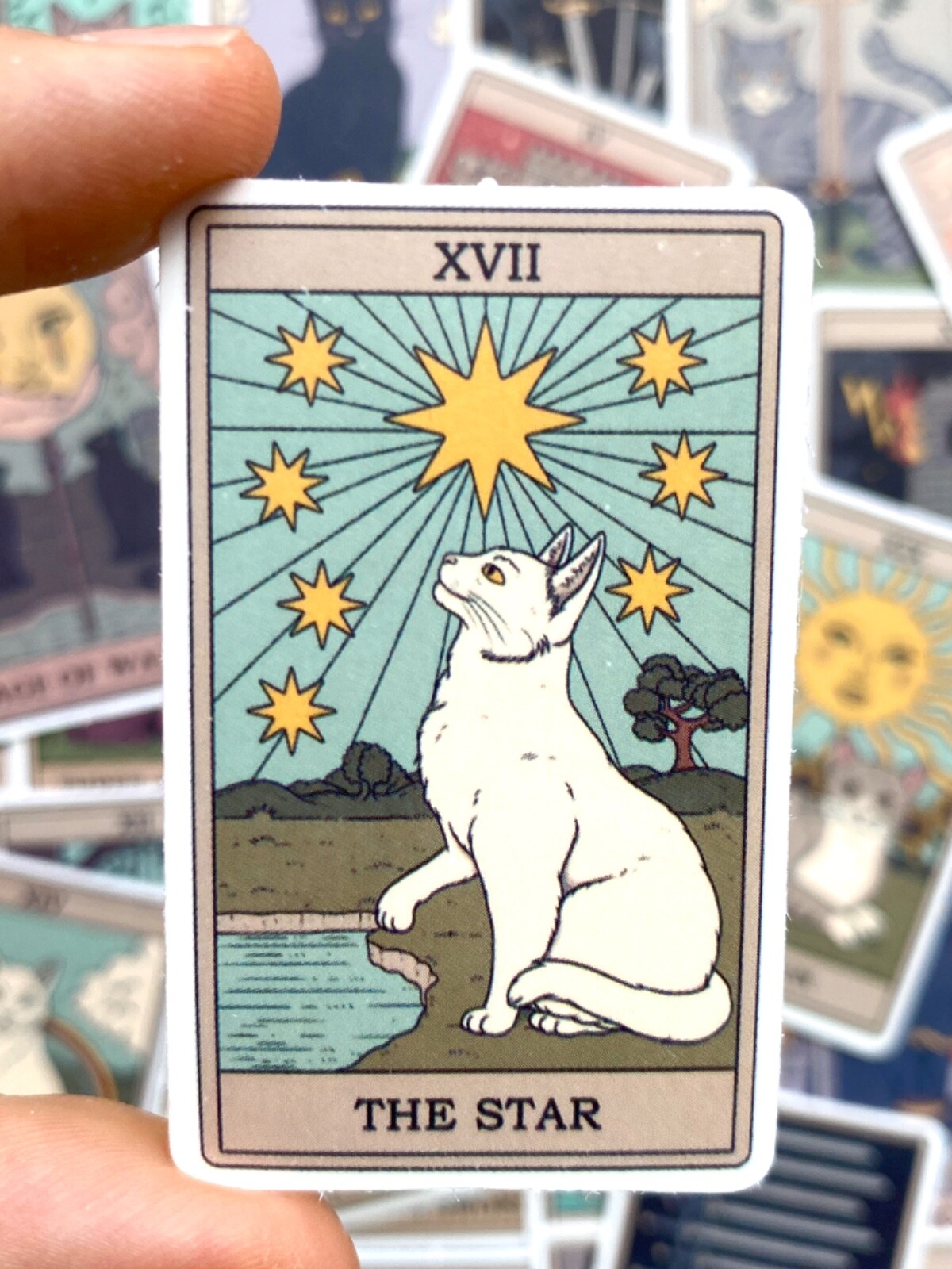 5-78 pcs Tarot Card Stickers, Retro Cat Zodiac Astrology Horoscope Laptop Decals
