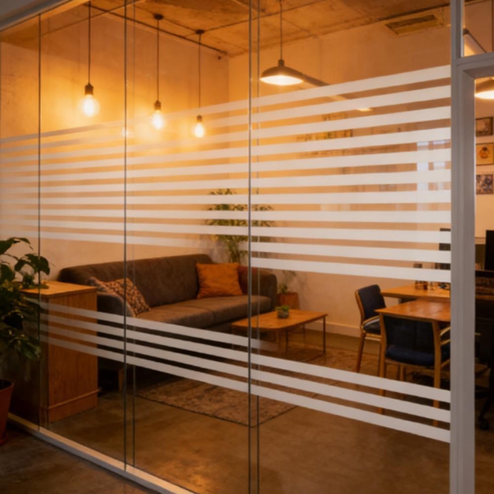 Frosted Stripe Window Cover Static Cling Reusable Waterproof PVC Material
