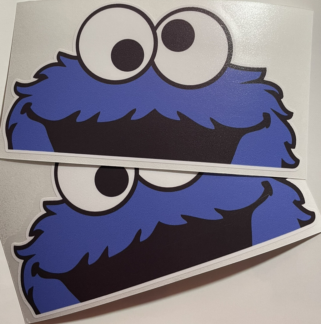Pair JDM Drift Cookie Monster 7" Wide Vinyl Decal Sticker Funny Car Truck Suv