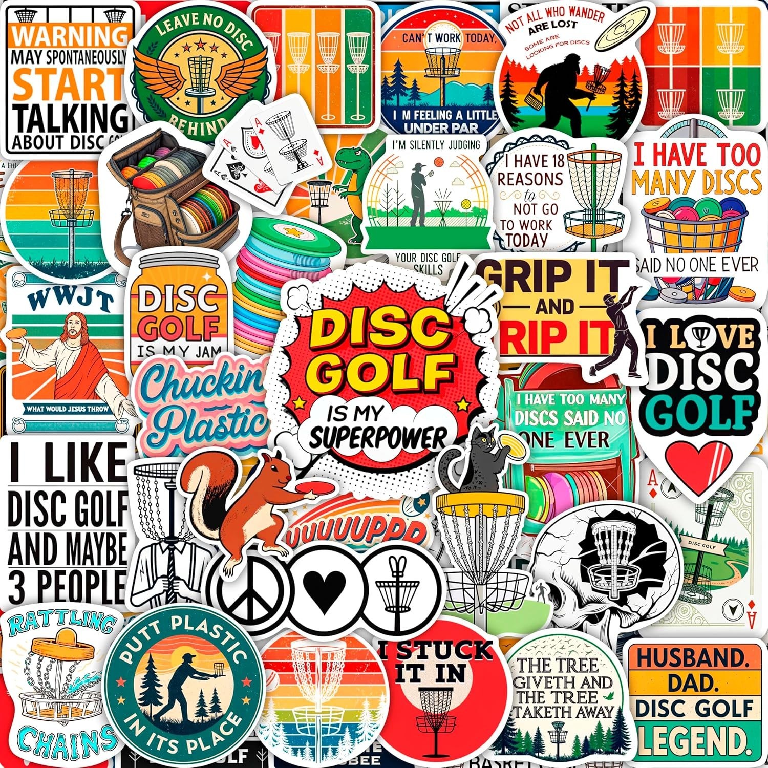 100Pcs Disc Golf Stickers Decals for Water Bottles – Disc Golf Gifts, Party Supp