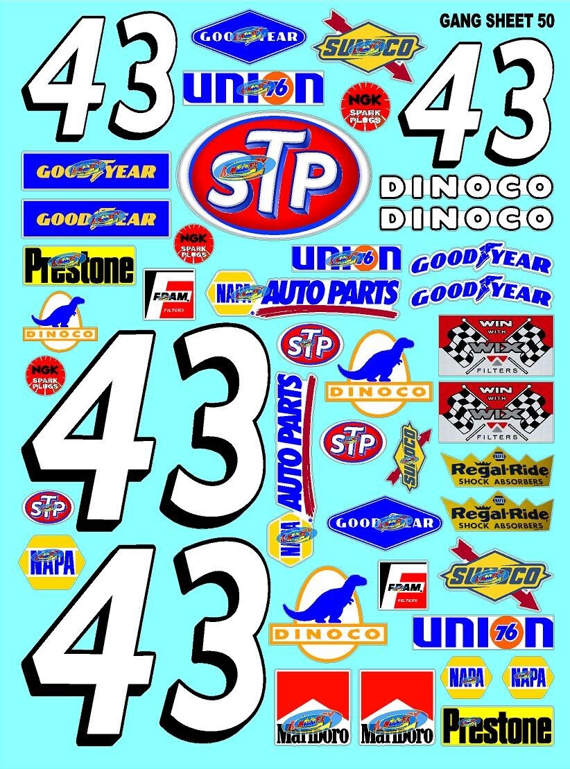 Clear Matte Vinyl Sticker Sheet#50-R/C MODEL Decal fits 1/10-1/16 Scale r.petty