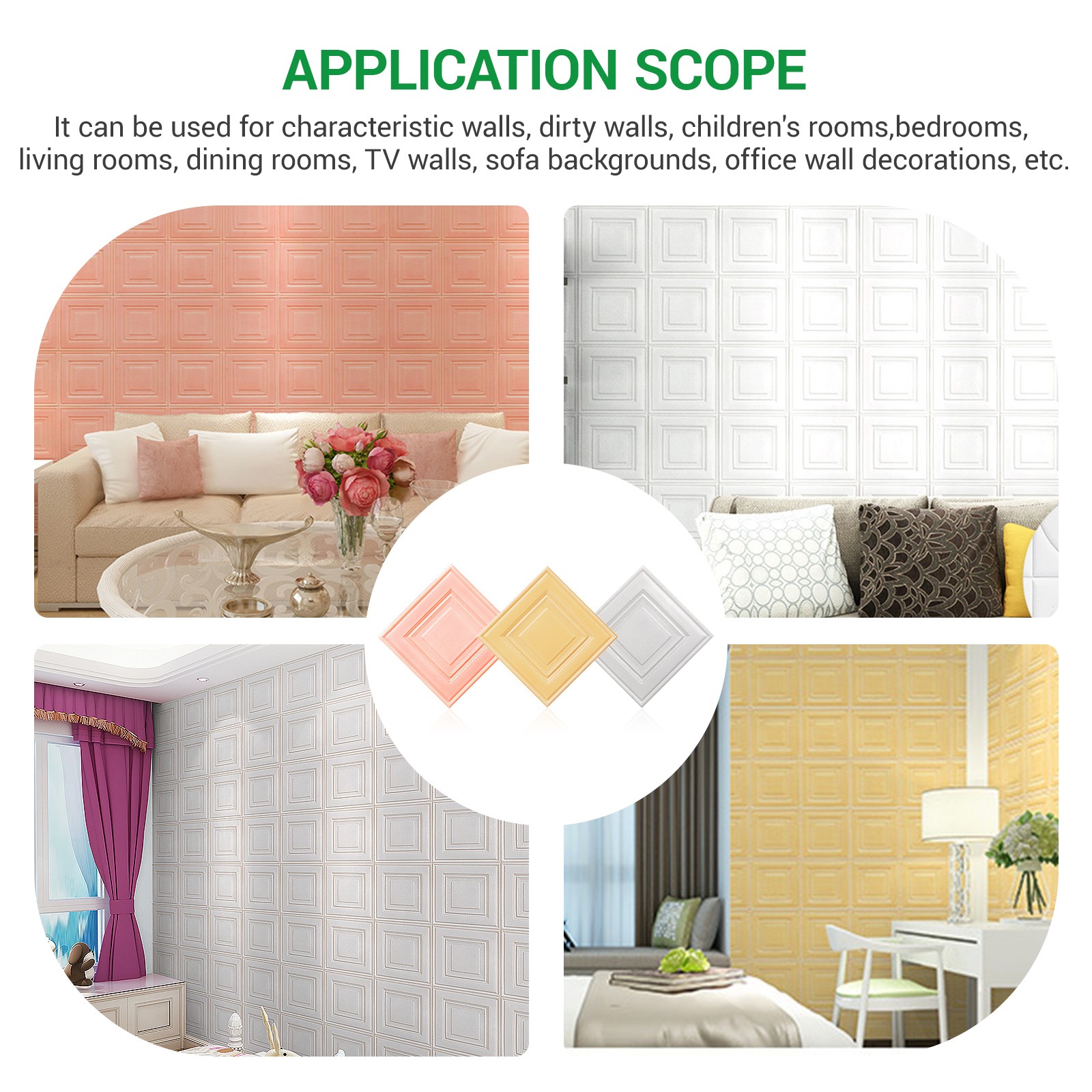 48PCS 3D Tile Wall Sticker Self Adhesive Waterproof Foam Panel Wallpapers DIY
