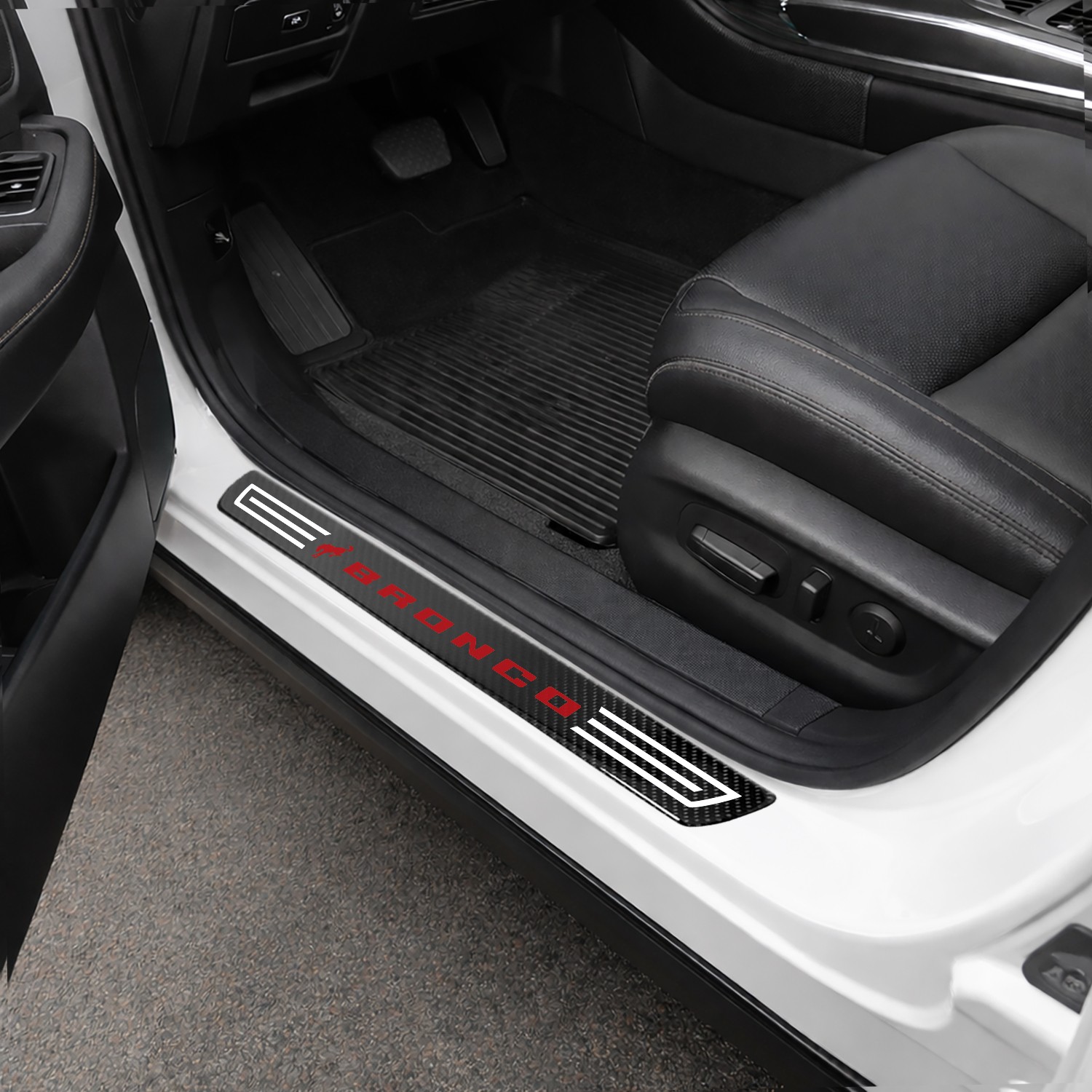 Ford Bronco in Red X-Large Black Carbon Fiber 4 Pcs Universal Door Sill Plates
