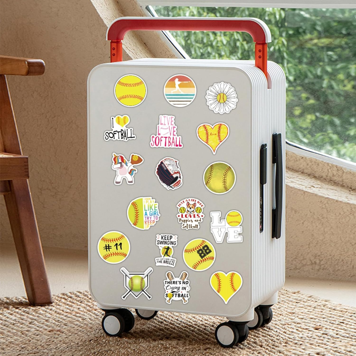 100Pcs Softball Stickers for Kids, Waterproof Vinyl Decals for Crafts & Decor
