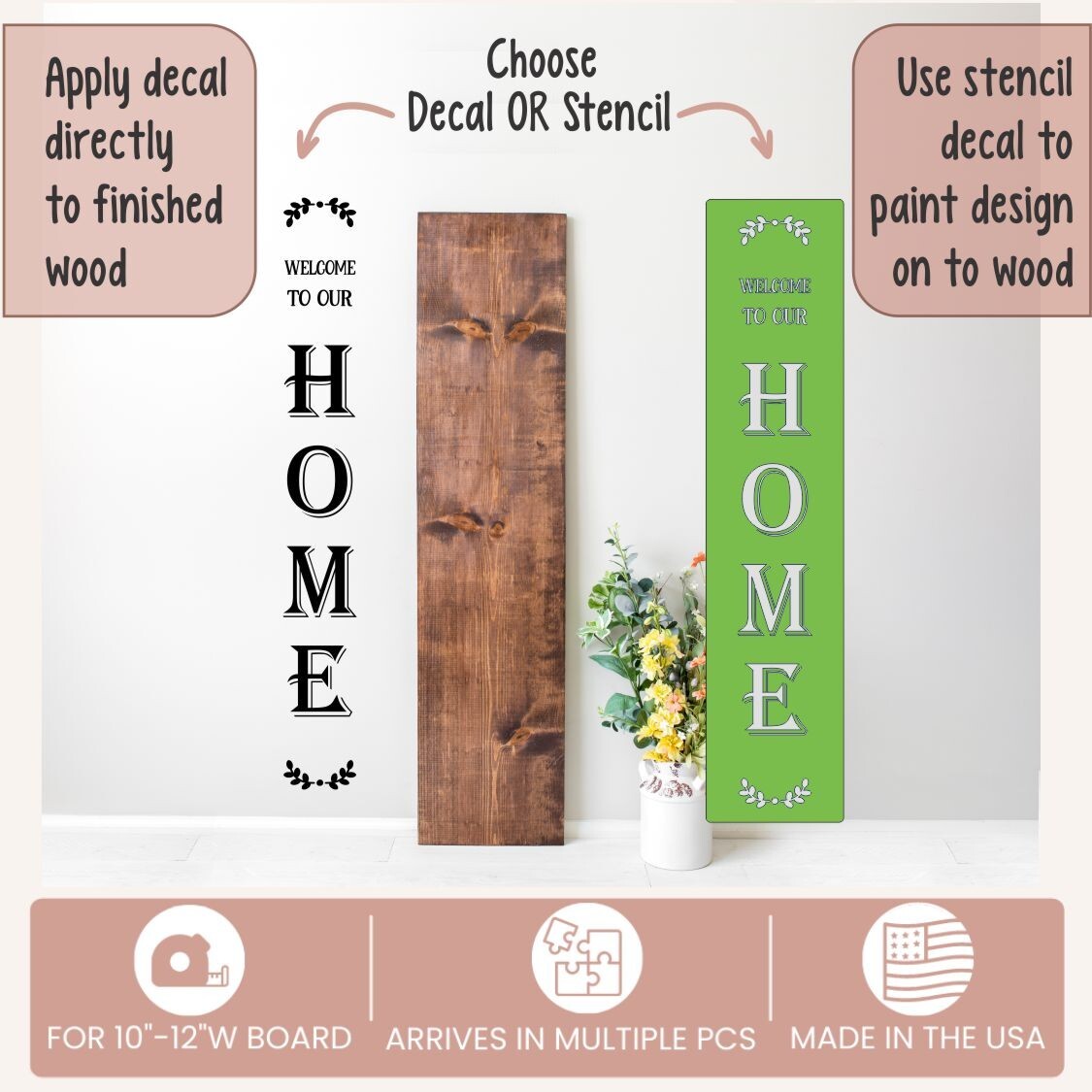 DECAL STICKER FOR TALL WOOD SIGN WELCOME TO OUR HOME LAUREL VINYL ART DECOR