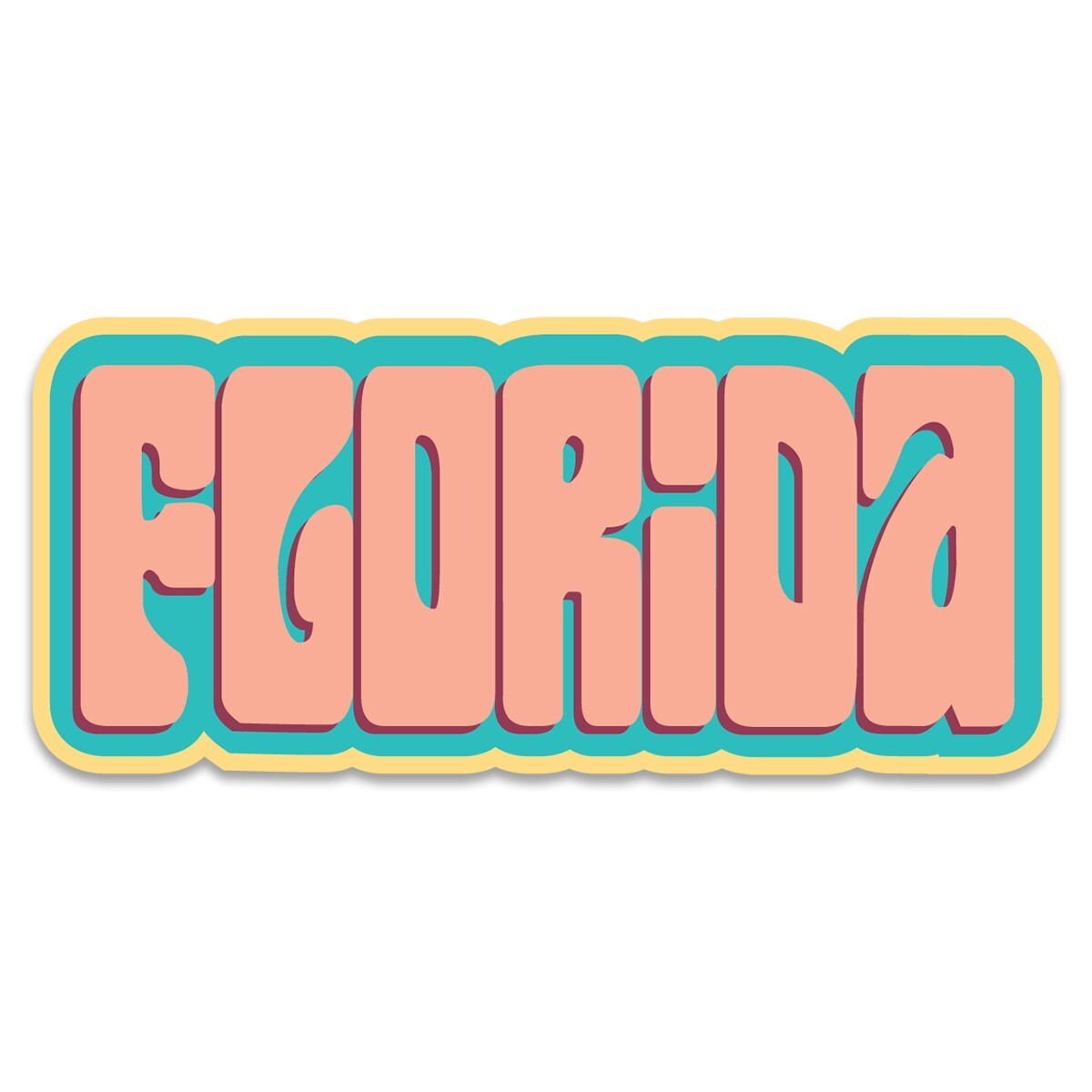Bumper Sticker: Florida Retro Style Font, Retro FL, US State Souvenir