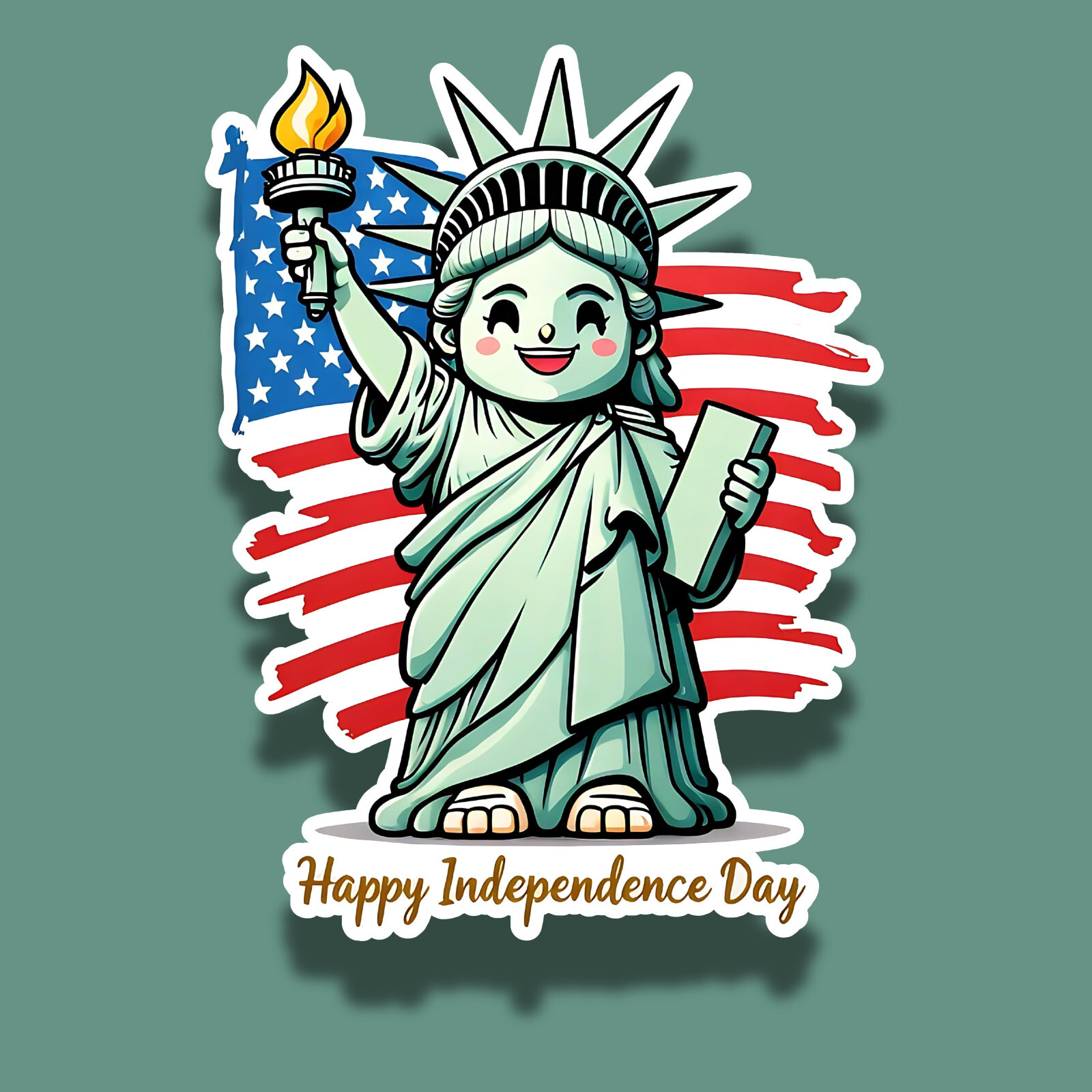 Independence Day Statue of Liberty 3" Vinyl Laminated Sticker