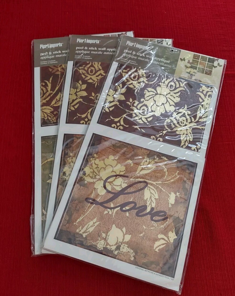 3 Pier 1 Imports Butterfly/Floral Peel & Stick Wall Applique (15) Each Brand New