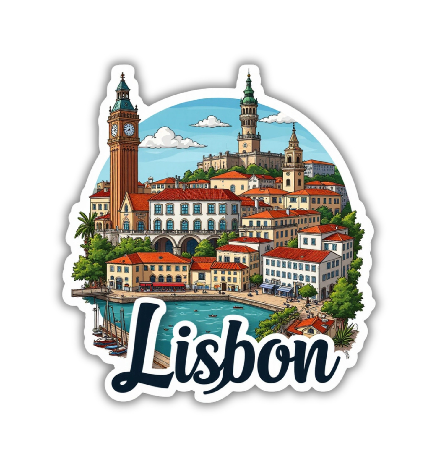 Lisbon Portugal Fridge Magnet or Laptop Sticker