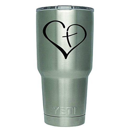 DD442 2-Pack Heart Cross Decal Sticker (Decal ONLY Cup NOT Included) | 3 Inches