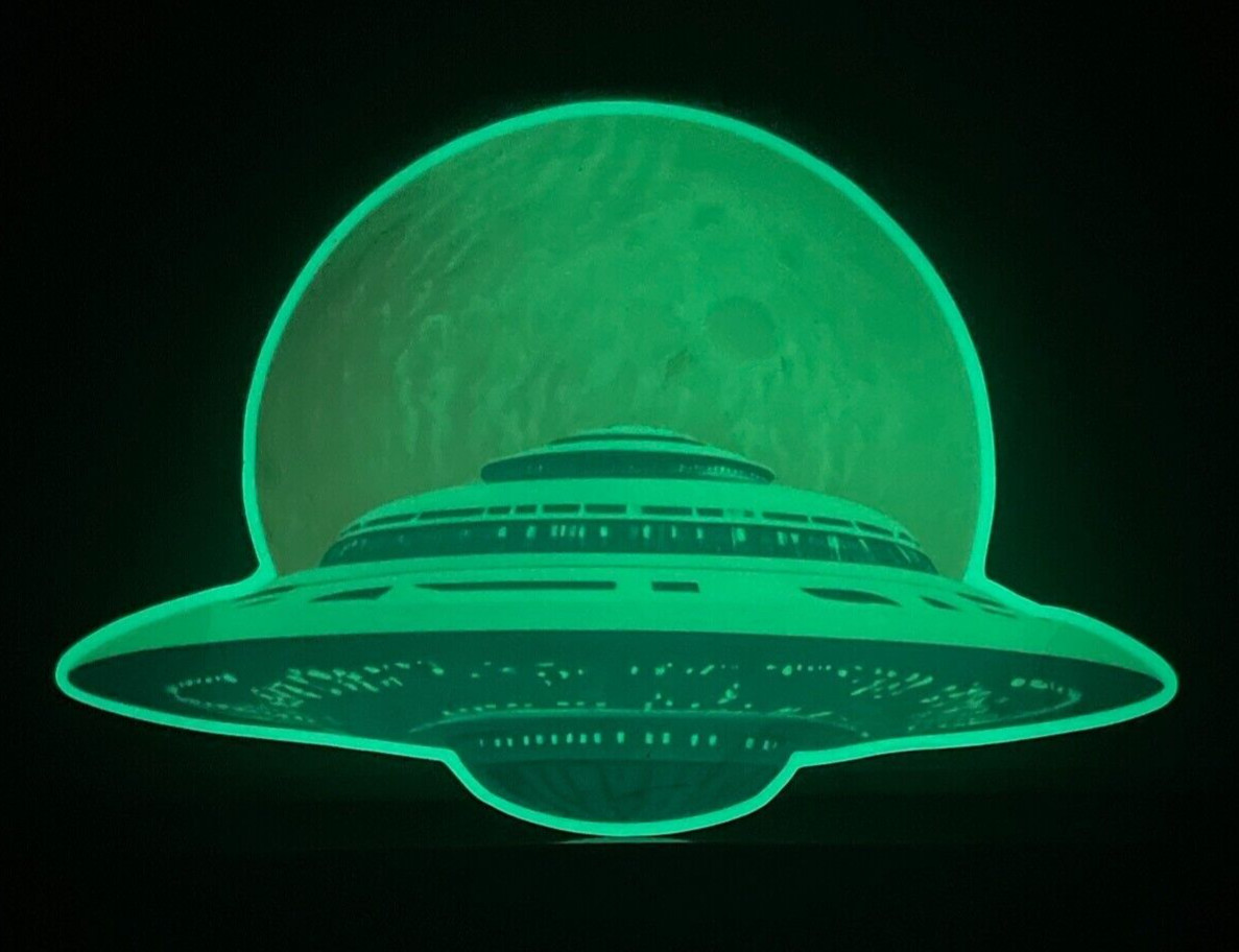 Alien UFO Fantasy Space Sticker Glow in the Dark Vinyl Decal Sci-Fi Laptop Wall