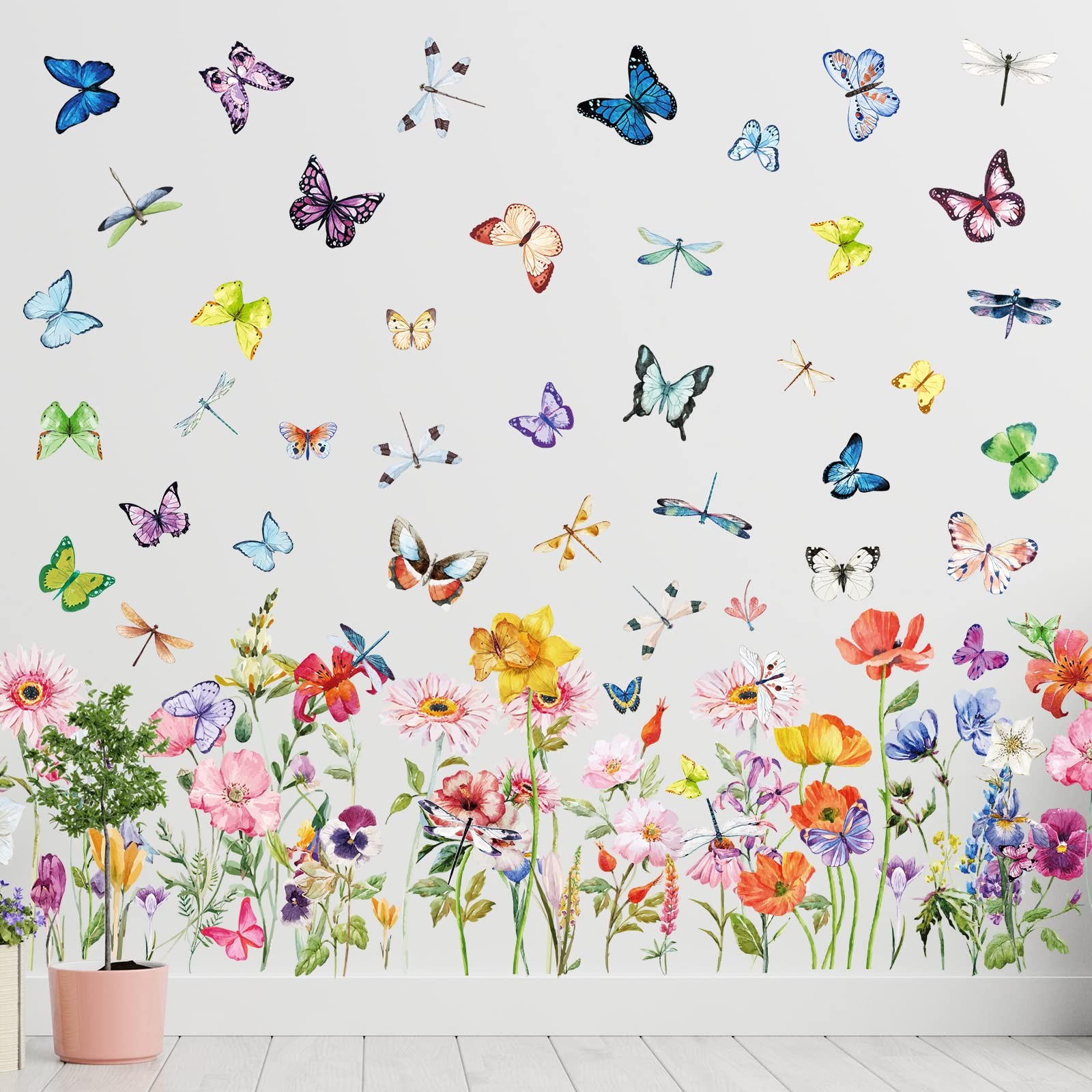 Zonon 6 Pcs Flowers Wall Decals Stickers Vinyl As Shown in the Picture