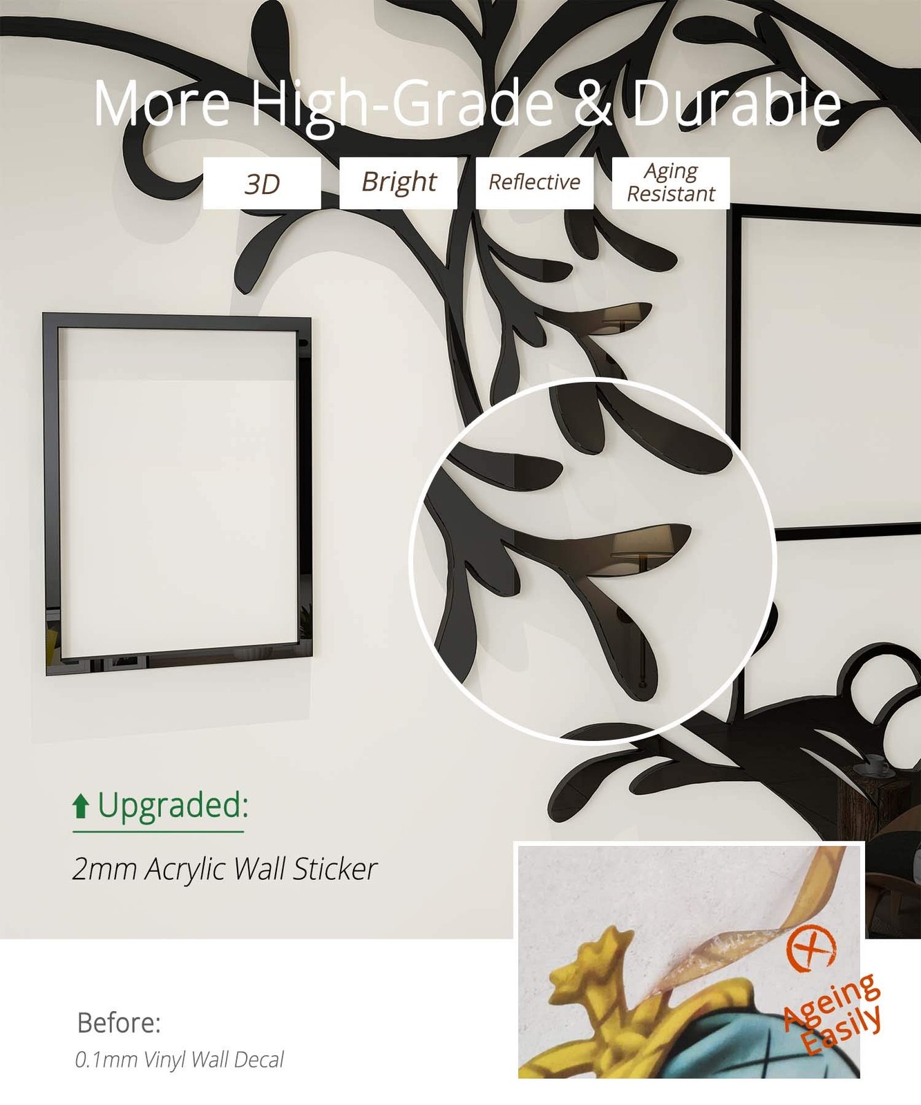 Love Family Tree Picture Frame Collage Removable 3D DIY Acrylic Wall Decor St…