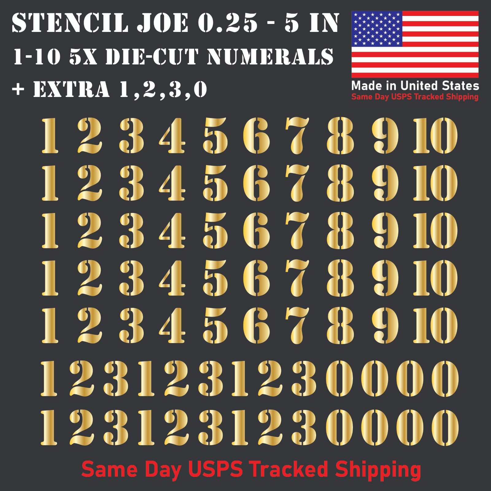 1-10 5x+ Stencil Joe Outdoor Vinyl Decal Numbers for Mailbox Door Address Locker
