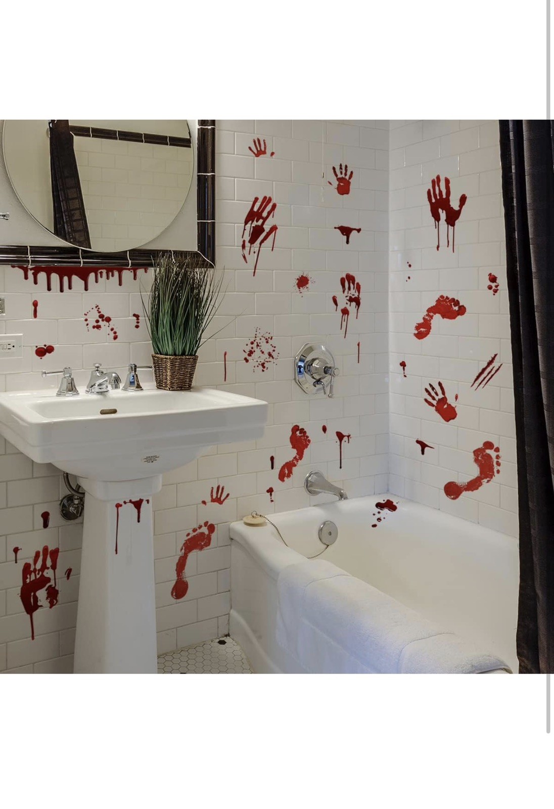 12 sheets of Bloody Handprint Footprint Window Stickers Wall Stickers /Halloween