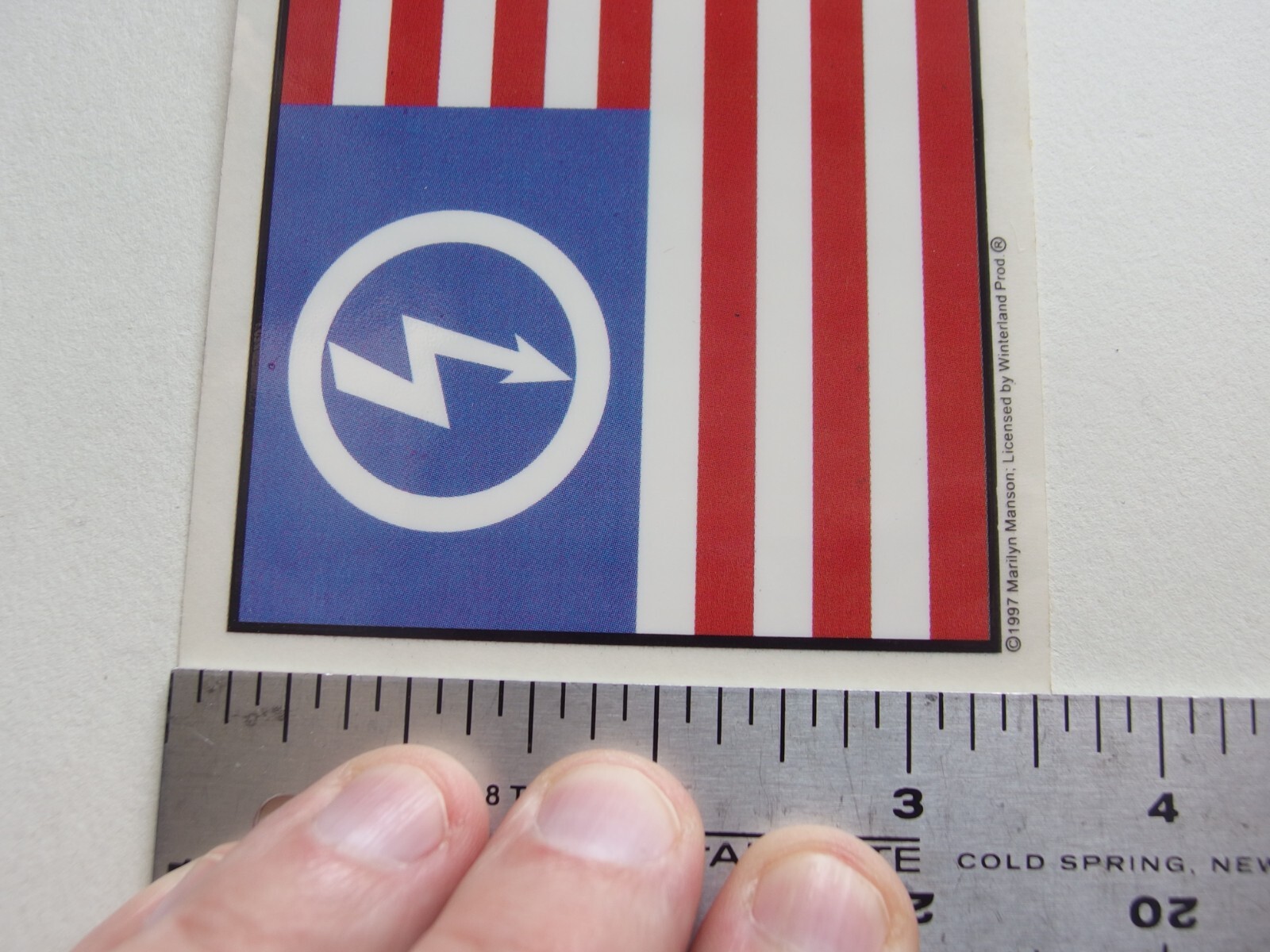 Vintage Marilyn Manson Shock Flag Sticker 1997 Rare Yujean Winterland 3.5"