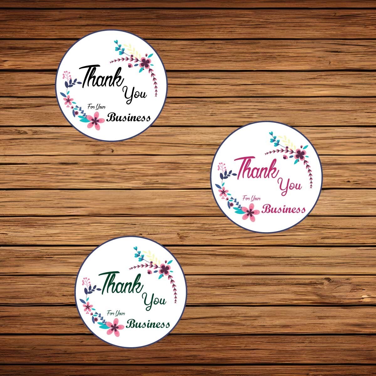 Flowers Thank You (Quantity 240 2") Vinyl Sticker