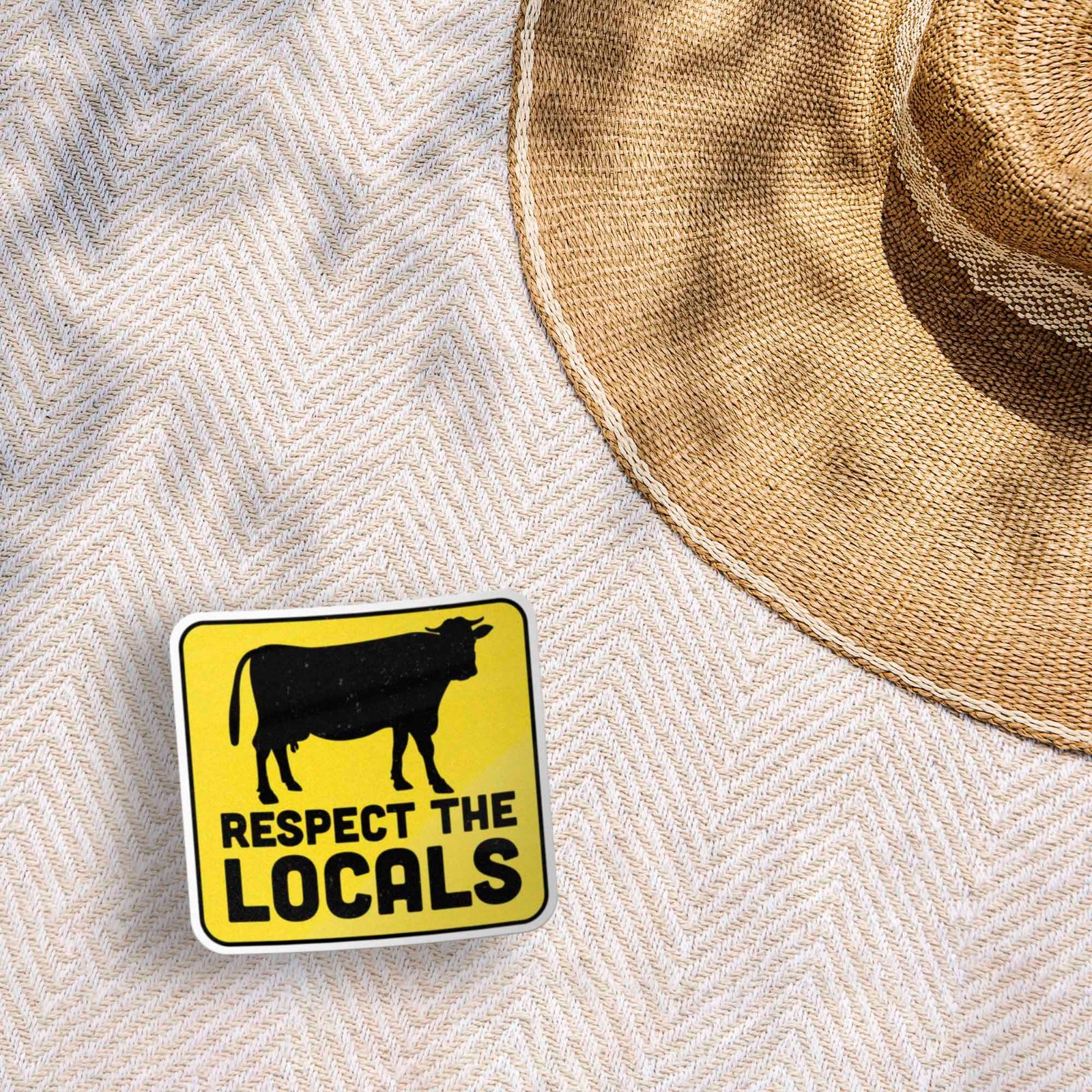 Respect the Locals Cow Bumper Sticker – Funny Farm Animal Decal for Laptop