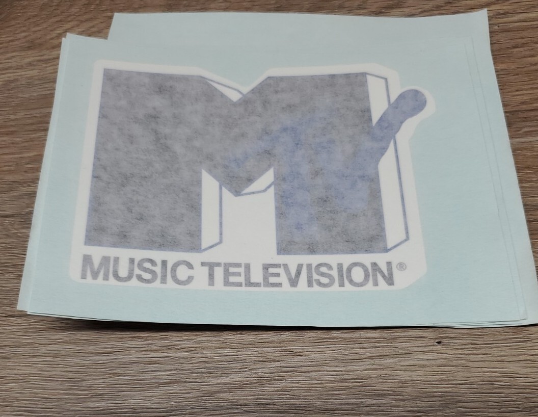 New MTV Vinyl Sticker Music Television 80's 90's 4" X 5.25" Black /White