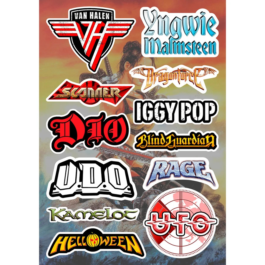 Rock & Metal Bands Sticker Pack Van Halen Nazareth Warlock Dio Blind Guardian