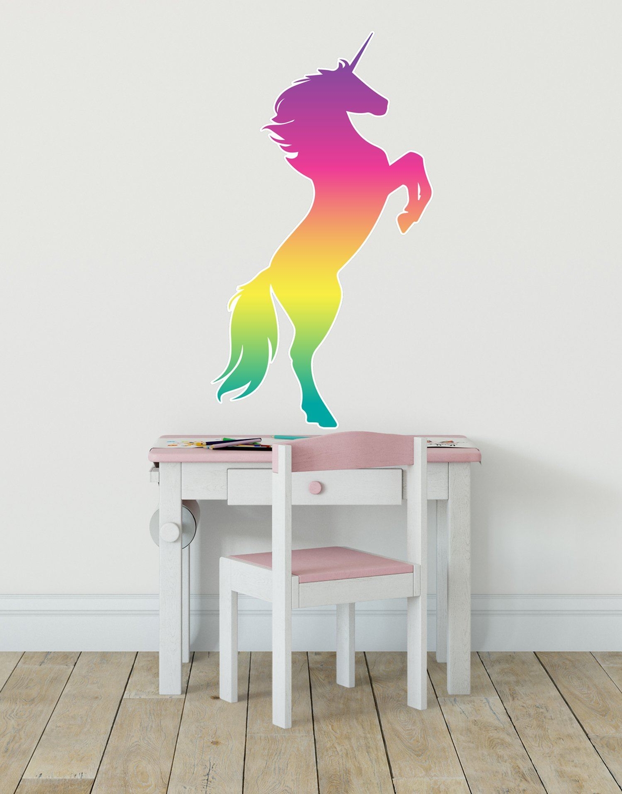 Rainbow Unicorn Wall Decal Sticker. Girl’s bedroom decor. Fantasy Silhouette Des