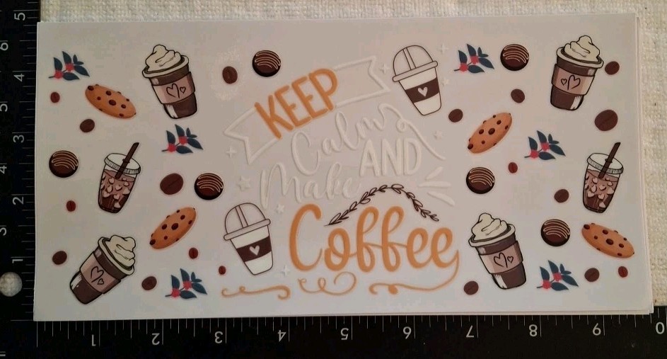 UV DTF Coffee Drinker Theme Cup Wraps Transfer Stickers Set 8 Decals 4 X 9 Inch