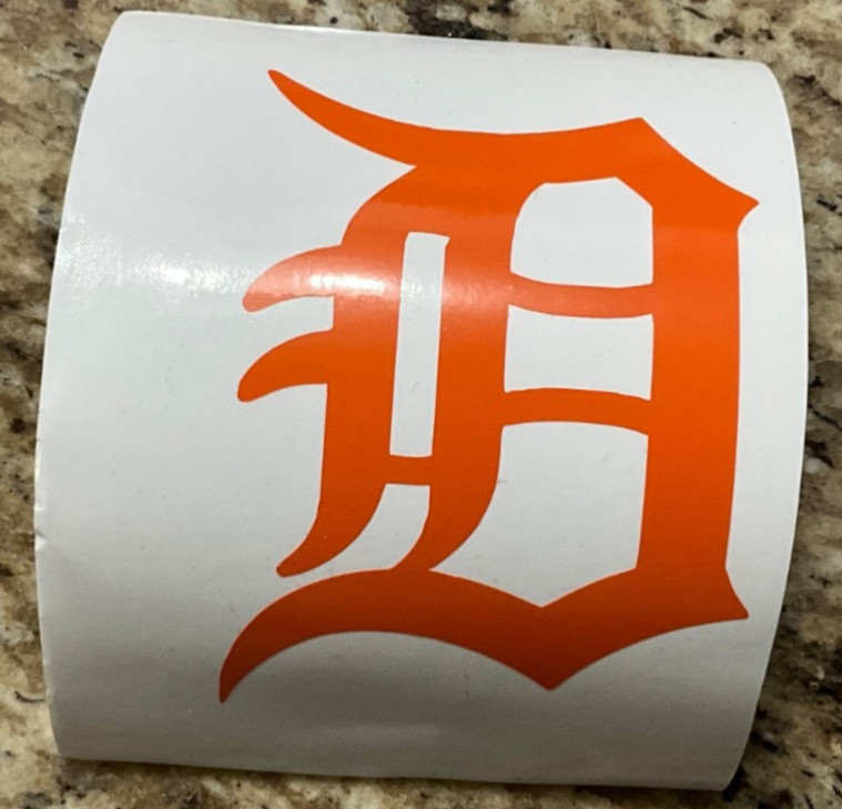 Detroit Tigers Old English D Vinyl Decal Orange Black White Various Sizes Custom