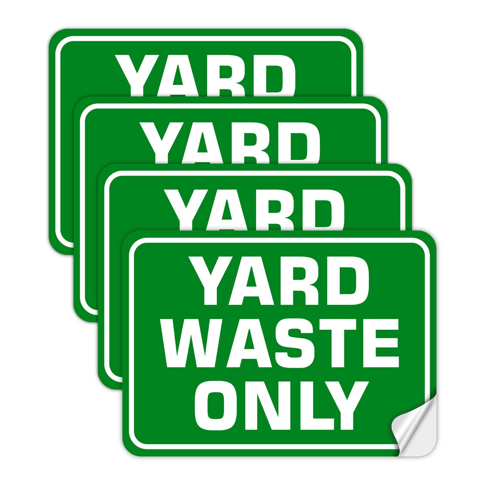 4 Pack Yard Waster Only Sticker Signs Self Adhesive Vinyl Yard Waste Decals