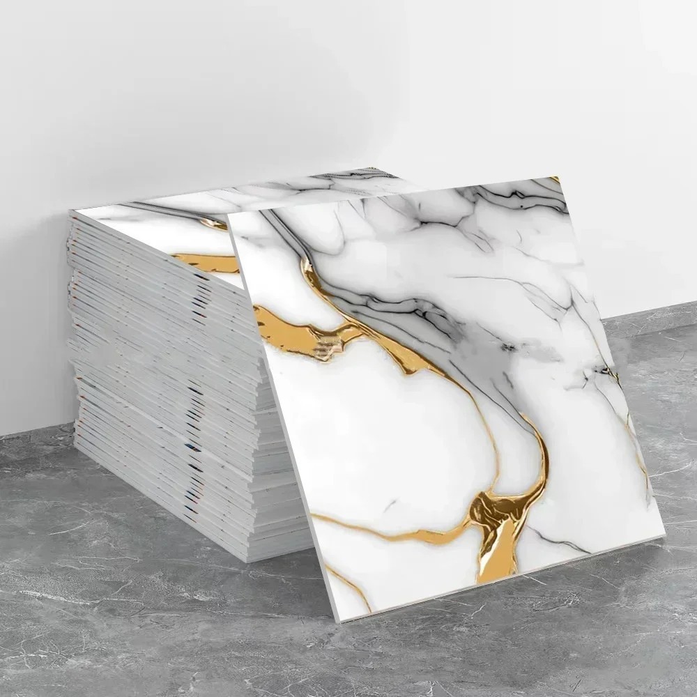 3D Marble Tile Wall Stickers Waterproof Self Adhesive Kitchen Bathroom Decor