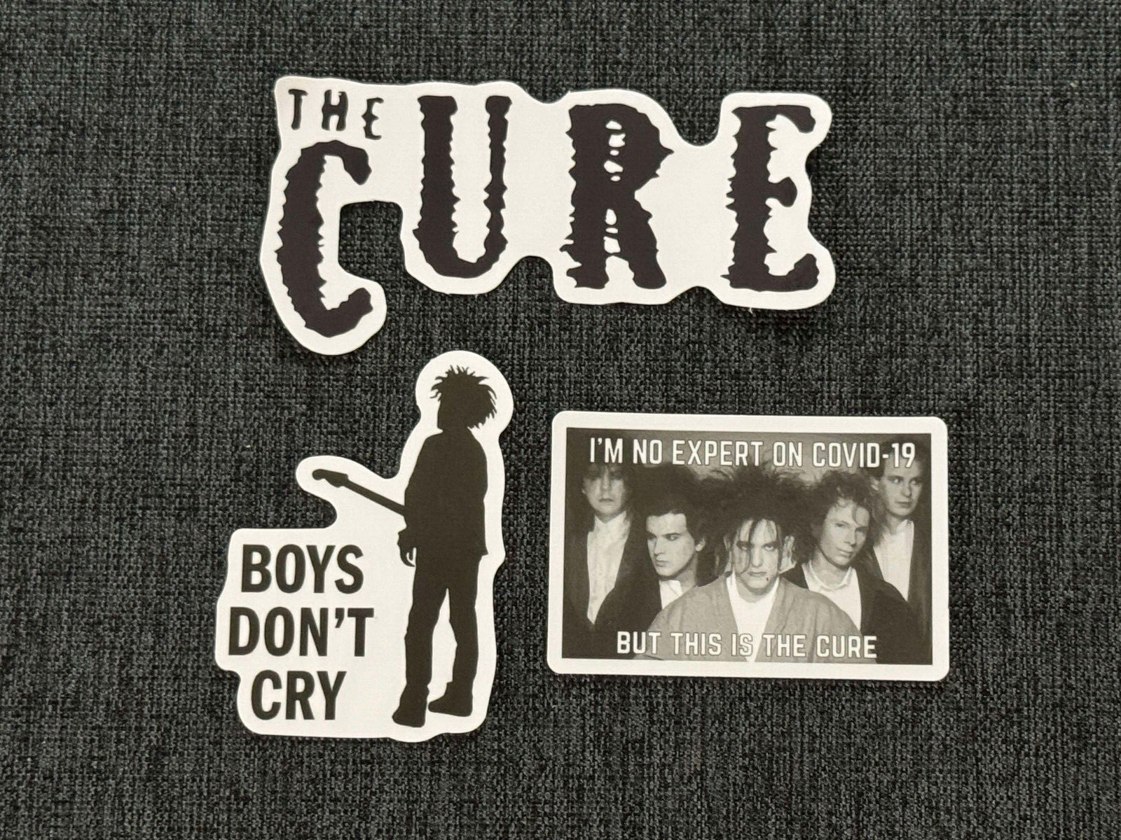 Lot of (3) THE CURE Robert Smith 1 3/8" to 3" Band STICKERS Fast! FREE SHIP!