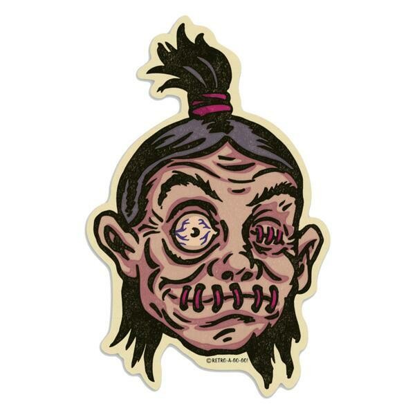 Shrunken Head Sticker Set of 2 Horror Retro Halloween Creepy Tribal Voodoo Curse