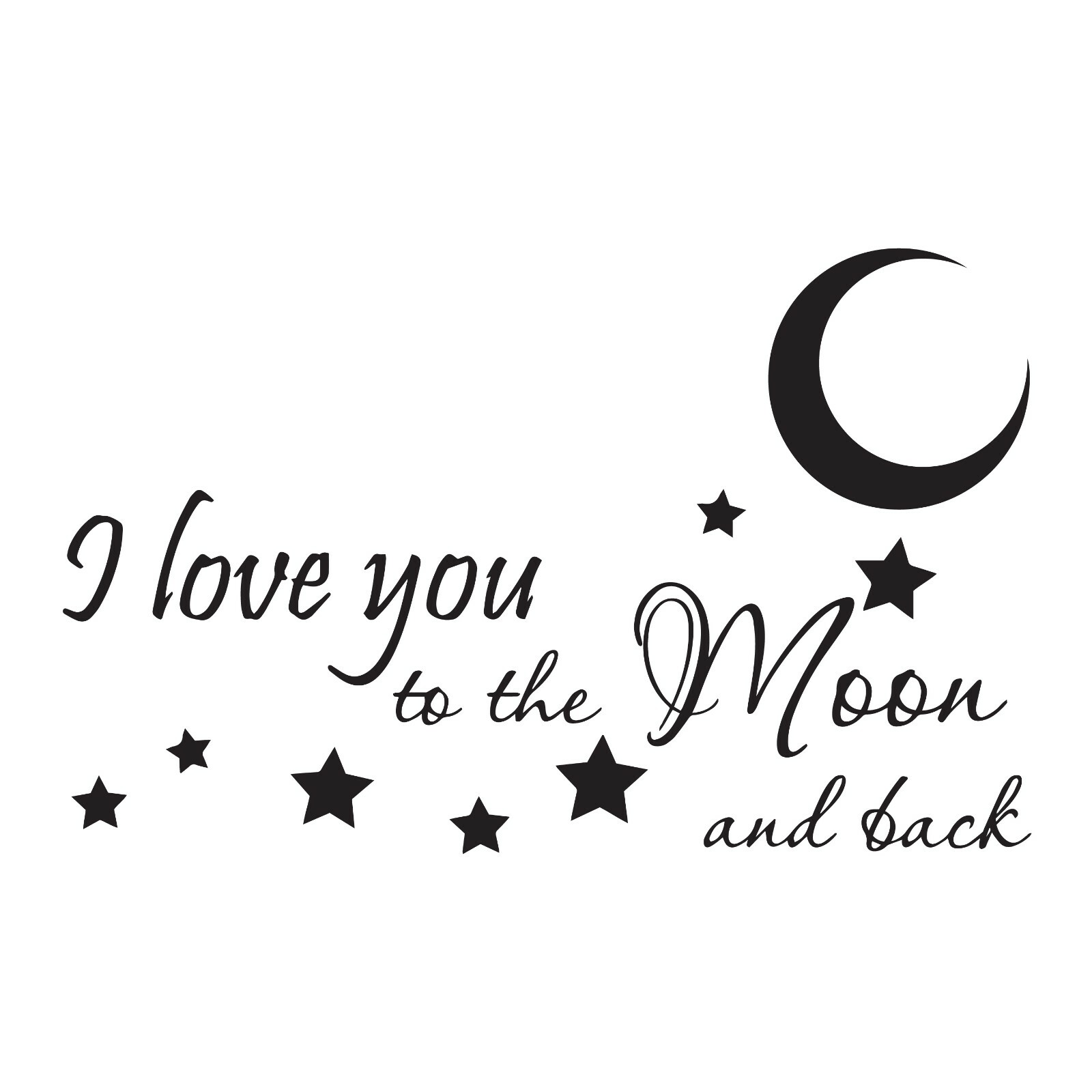 Wall Decal Love Romantic Moon And Back Interior Vinyl Decor Black gz540