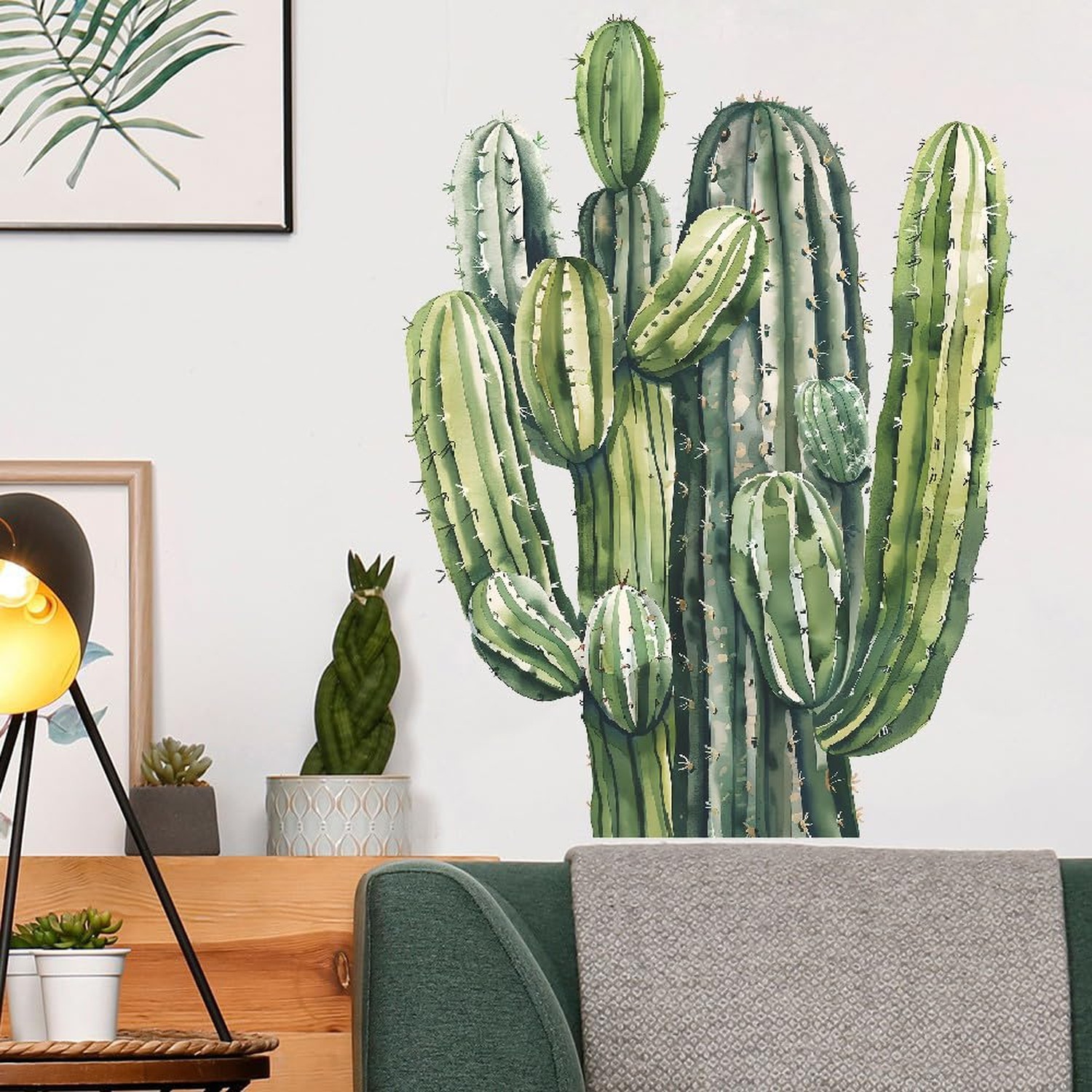 Large Bunch Cacti Wall Decals Botanical Green Plants Cactus Wall Stickers Hom…