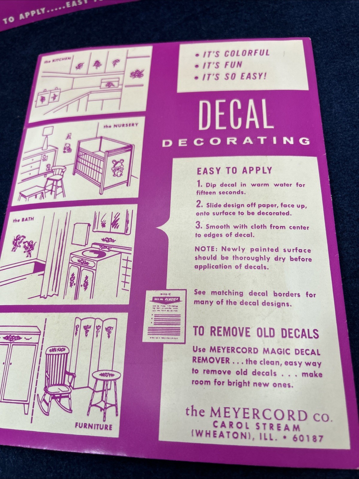 Vintage Meyercord Retro Shabby Nursery Pink Bear Playing Drum X411B Decals Craft