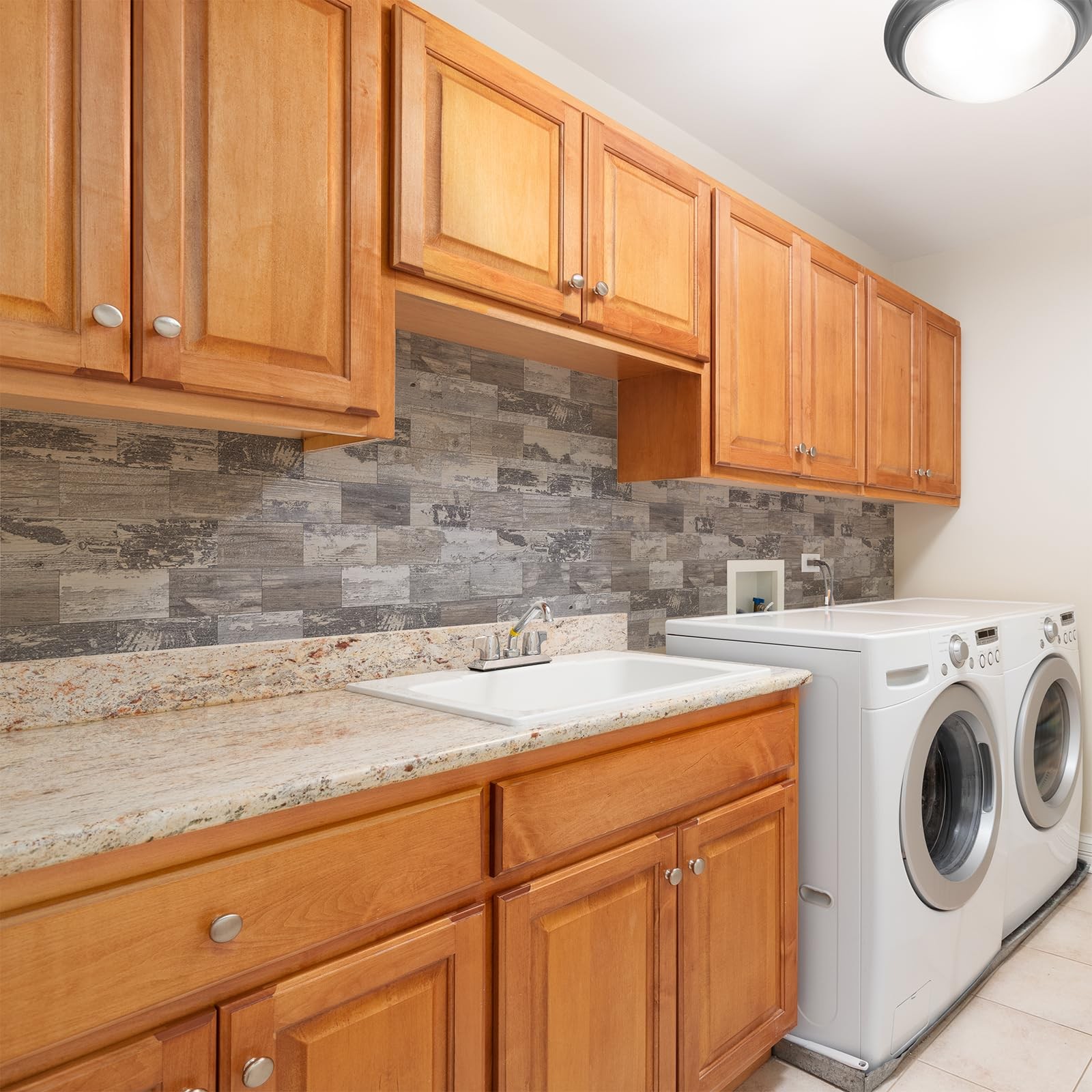 Azulejos Adhesivos Estilo Metro Madera Envejecida Para Bano Pack De 100