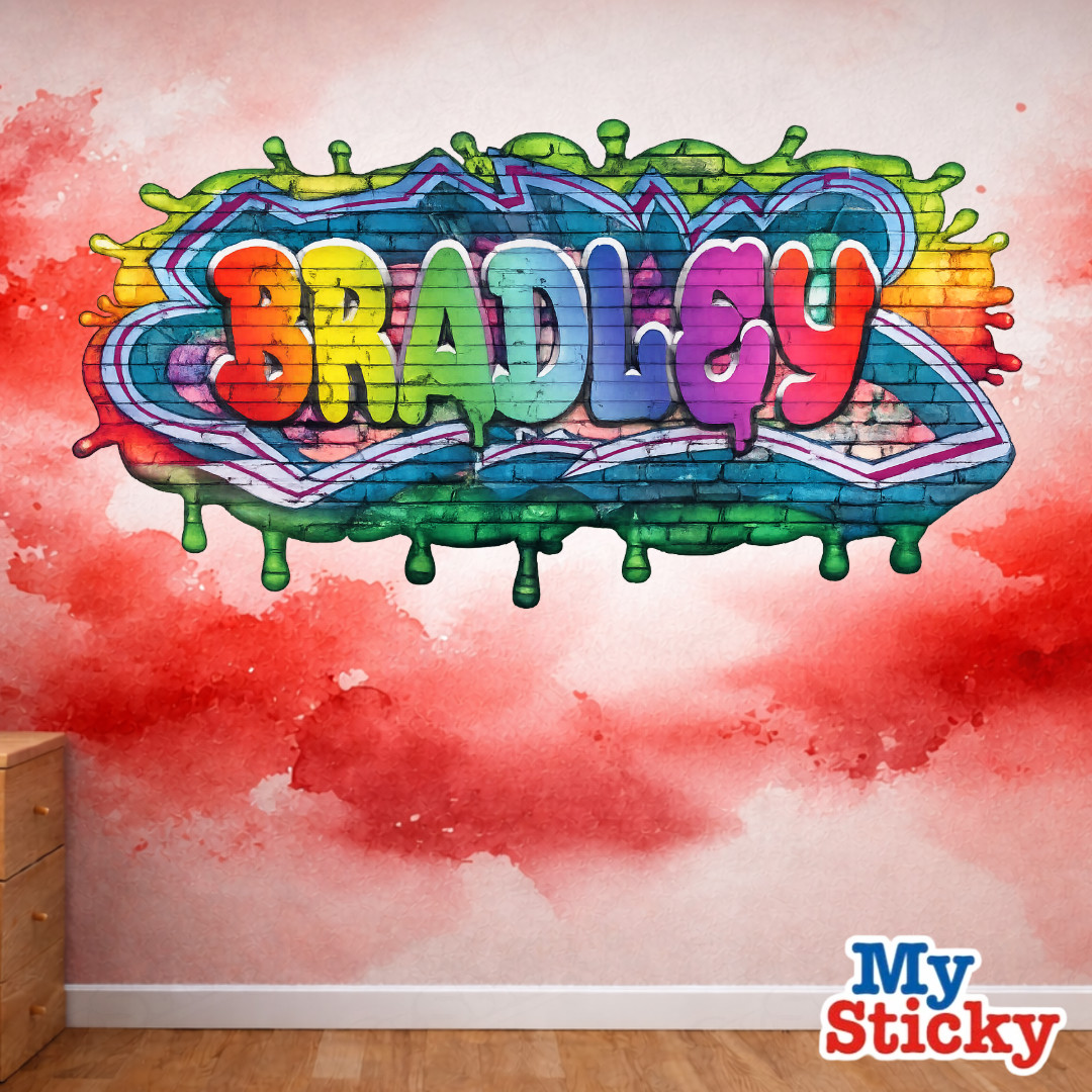 Rainbow Custom Name Drip Graffiti Wall Decor Vinyl Sticker Personalized Decal