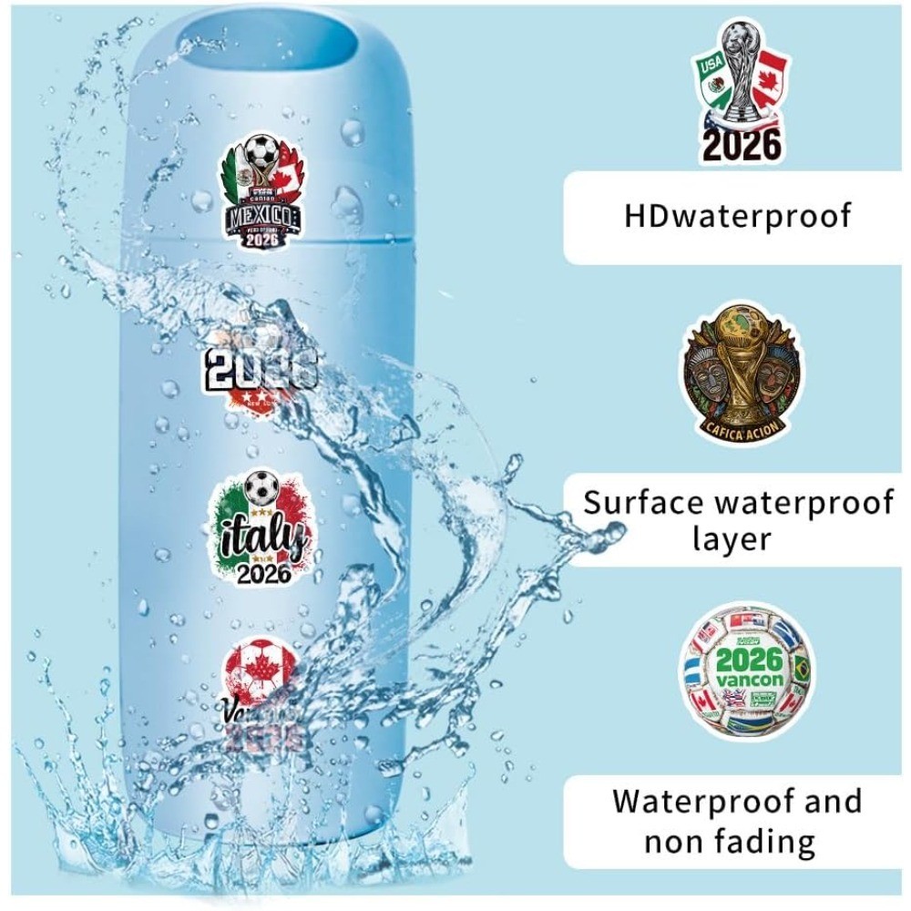 World Cup Football Soccer Stickers Soccer Water Bottle Stickers,Soccer Party