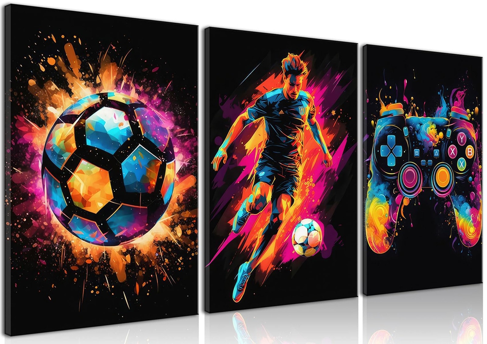 BGFCE Gaming Canvas Wall Art Decor, Paintings Art Game Controller Color Splas…