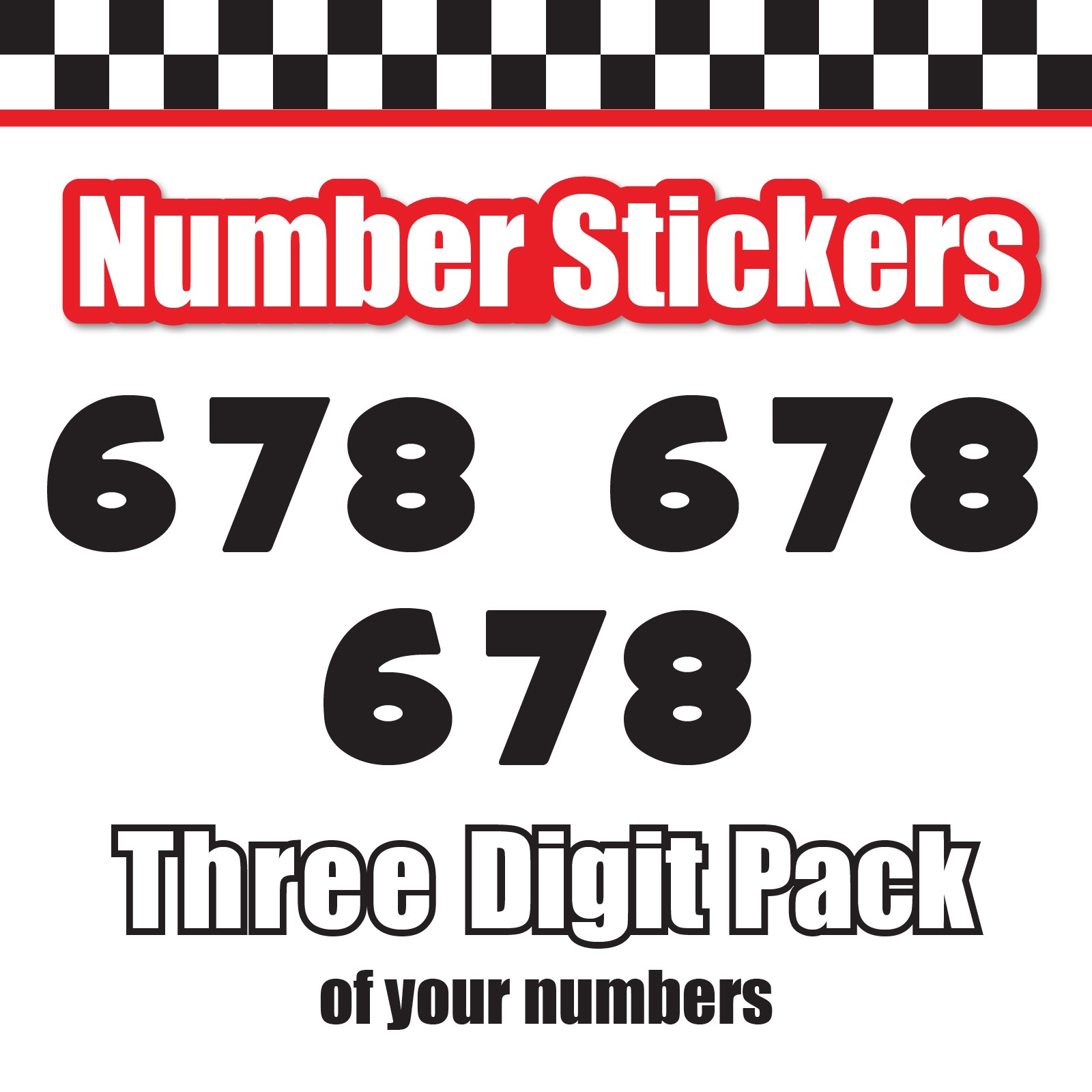3x 3 Digit Custom Single Number Stickers Decal Locker Door Mailbox WhoopAss