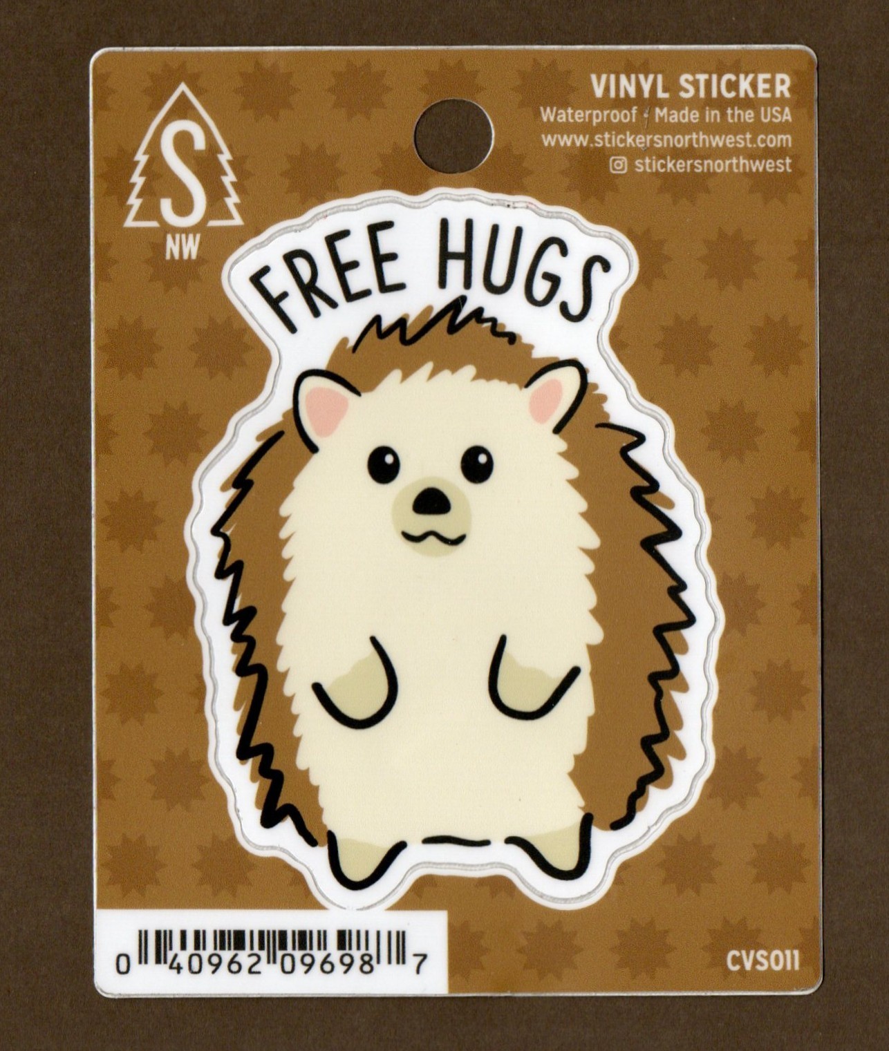 Hedgehog Free Hugs Vinyl Sticker Decal, Waterproof, Hedgie, 3.5"