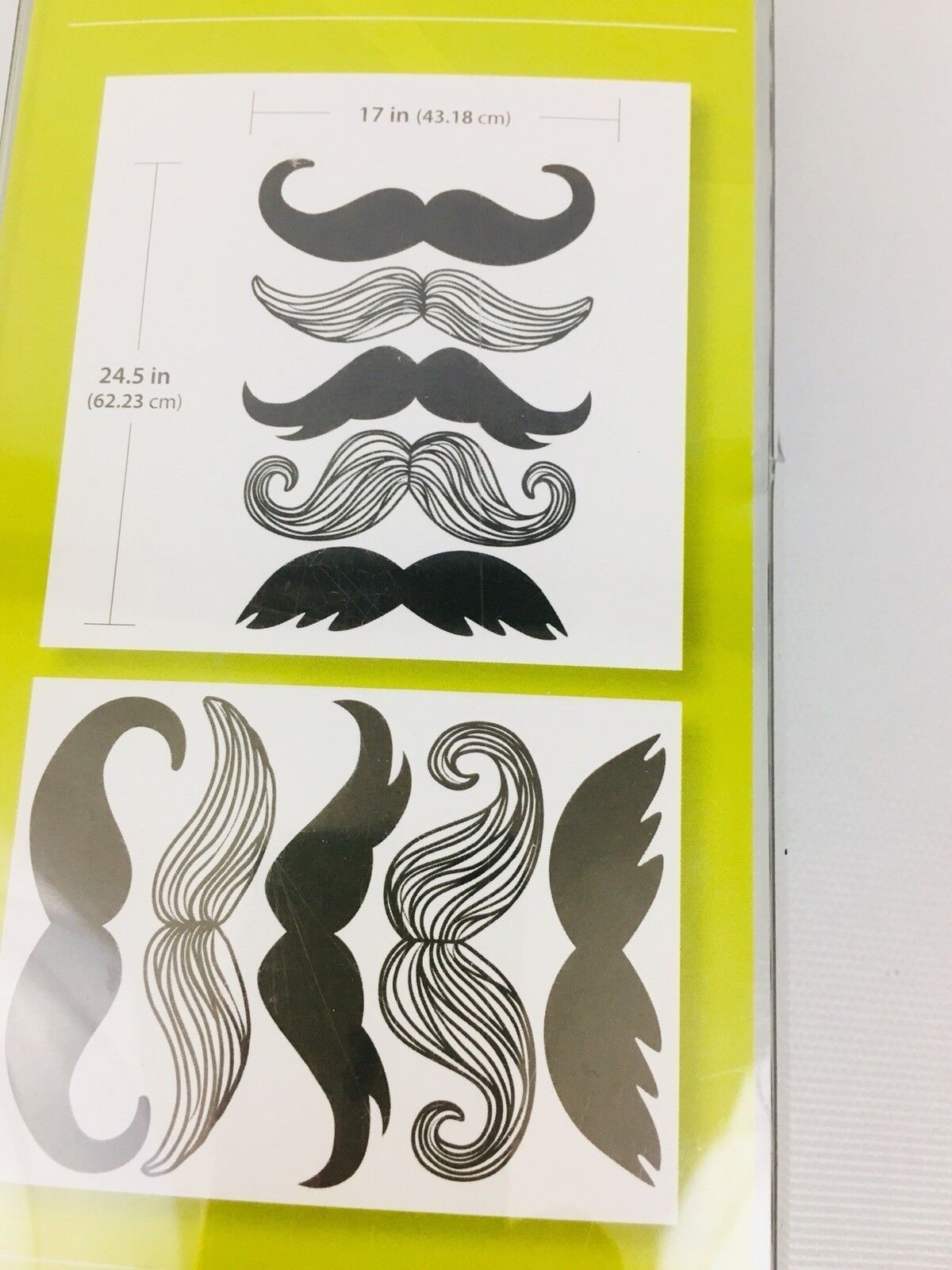 Mustache Wall Decals Peel & Stick Wall Art Kit By Wall Pops! 5-Piece Set 17"x24.
